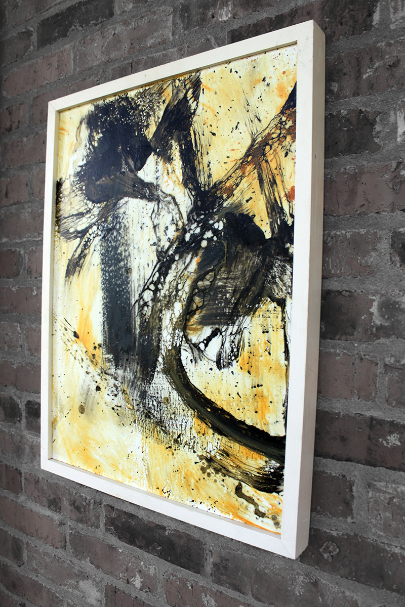 Yellow Untitled Modern Abstract Art - Sold - Image 2
